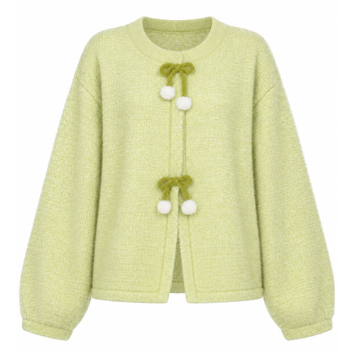 Boogzel Apparel Lime Green Bow Knit Sweater