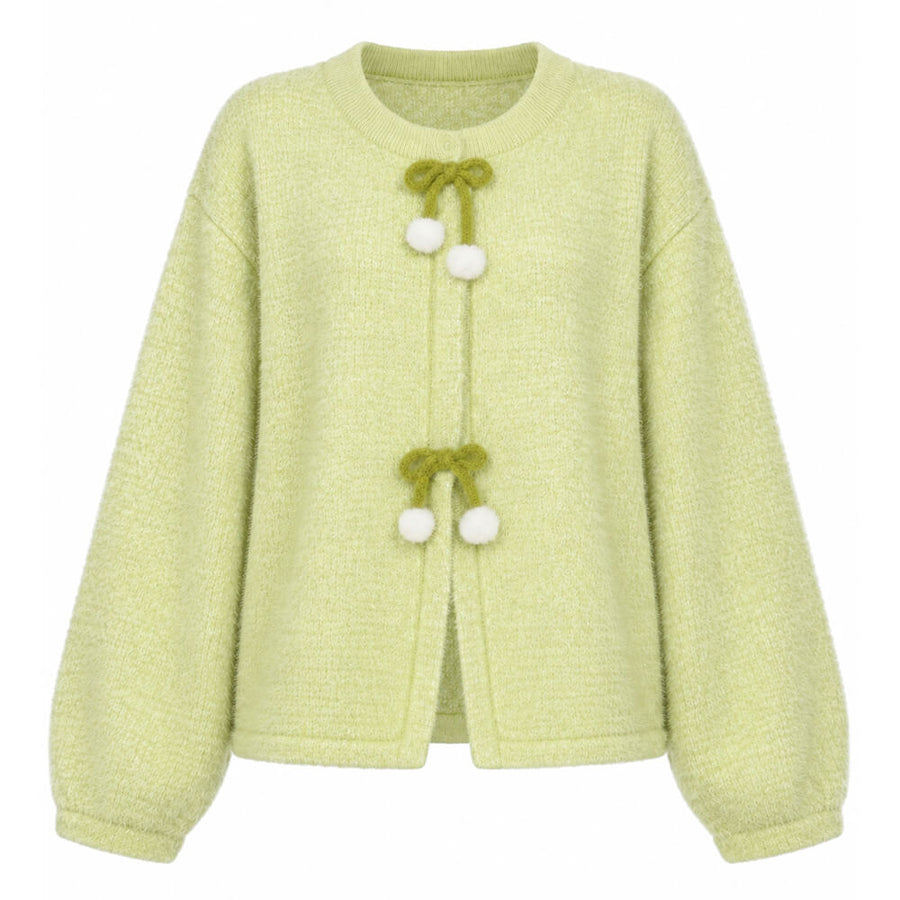 Boogzel Apparel Lime Green Bow Knit Sweater