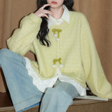 Boogzel Apparel Lime Green Bow Knit Sweater, view 2