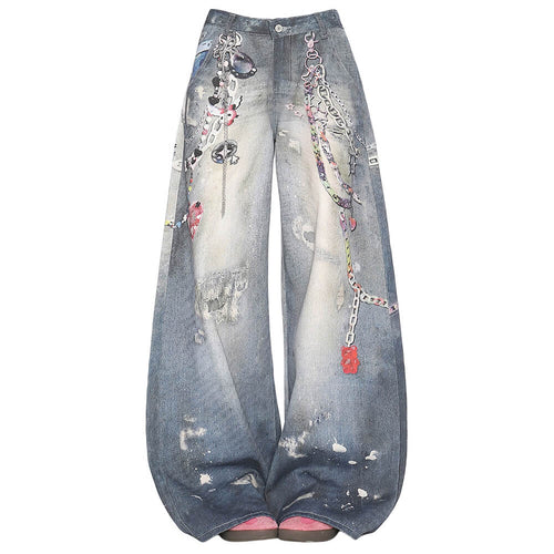 Boogzel Apparel Loose Fit Chain Print Jeans