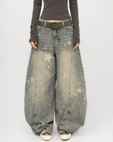 Boogzel Apparel Loose Fit Star Pattern Baggy Jeans, view 5