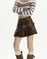 Boogzel Apparel Love Bites Leather Pleated Skirt, view 2