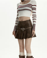 Boogzel Apparel Love Bites Leather Pleated Skirt, view 4