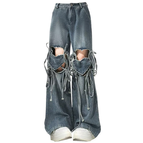Boogzel Apparel Love Knot Knee-Heart Denim Pants
