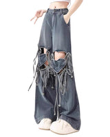 Boogzel Apparel Love Knot Knee-Heart Denim Pants, view 3