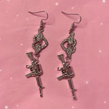Boogzel Apparel Love Roulette Gun Earrings, view 3