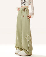 Boogzel Apparel Matcha Green Star Wide Leg Jeans, view 3