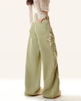 Boogzel Apparel Matcha Green Star Wide Leg Jeans, view 6