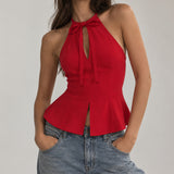 Boogzel Apparel Meet Me In Paris Halter Peplum Top, view 3