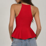Boogzel Apparel Meet Me In Paris Halter Peplum Top, view 4