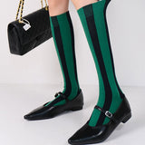 Boogzel Apparel Meet Me On Campus Striped Knee Socks, view 3