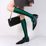 Boogzel Apparel Meet Me On Campus Striped Knee Socks, view 4