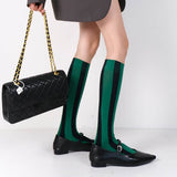 Boogzel Apparel Meet Me On Campus Striped Knee Socks, view 5