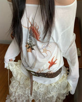 Boogzel Apparel Mermaid Aesthetic Off-Shoulder Top, view 4