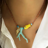 Boogzel Apparel Mermaidcore Fish & Coral Necklace, view 3