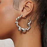 Boogzel Apparel Metal Drops Hoop Earrings, view 4