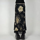 Boogzel Apparel Midnight Bloom Mesh Midi Skirt, view 2