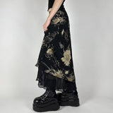 Boogzel Apparel Midnight Bloom Mesh Midi Skirt, view 3