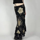 Boogzel Apparel Midnight Bloom Mesh Midi Skirt, view 4