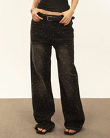 Boogzel Apparel Midnight Rhinestone Baggy Jeans, view 2