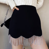 Boogzel Apparel Midnight Rhinestone Fringe Skirt, view 2