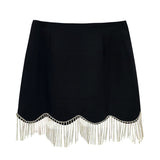 Boogzel Apparel Midnight Rhinestone Fringe Skirt, view 3