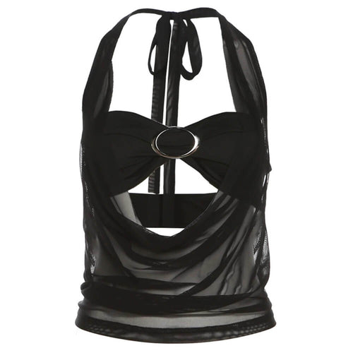 Boogzel Apparel Midnight Sheer Halter Crop Top