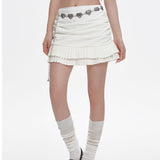 Boogzel Apparel Milk White Double-Layer Mini Skirt, view 2