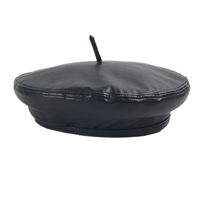 Boogzel Apparel Minimalist Aesthetic Leather Beret Hat