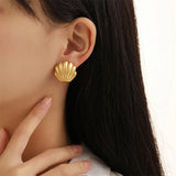 Boogzel Apparel Minimalist Aesthetic Shell Earrings, view 2