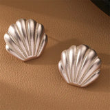 Boogzel Apparel Minimalist Aesthetic Shell Earrings, view 3