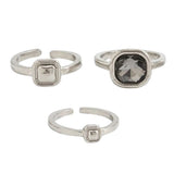 Boogzel Apparel Minimalist Aesthetic Silver Ring Set, view 3