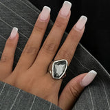 Boogzel Apparel Minimalist Aesthetic Silver Ring Set, view 5