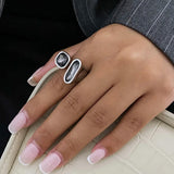 Boogzel Apparel Minimalist Aesthetic Silver Ring Set, view 6