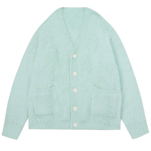 Boogzel Apparel Mint Green Fuzzy Cardigan