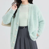 Boogzel Apparel Mint Green Fuzzy Cardigan, view 5