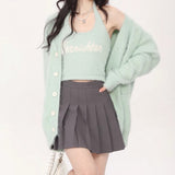 Boogzel Apparel Mint Green Fuzzy Cardigan, view 6