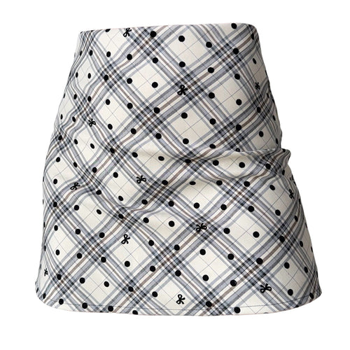 Boogzel Apparel Missed Calls Plaid Polka Dot Skirt