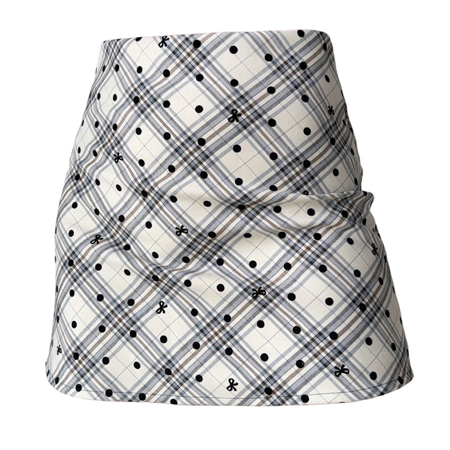 Boogzel Apparel Missed Calls Plaid Polka Dot Skirt