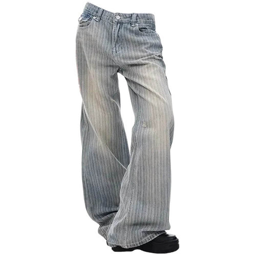 Boogzel Apparel Missed Calls Striped Wide-Leg Jeans
