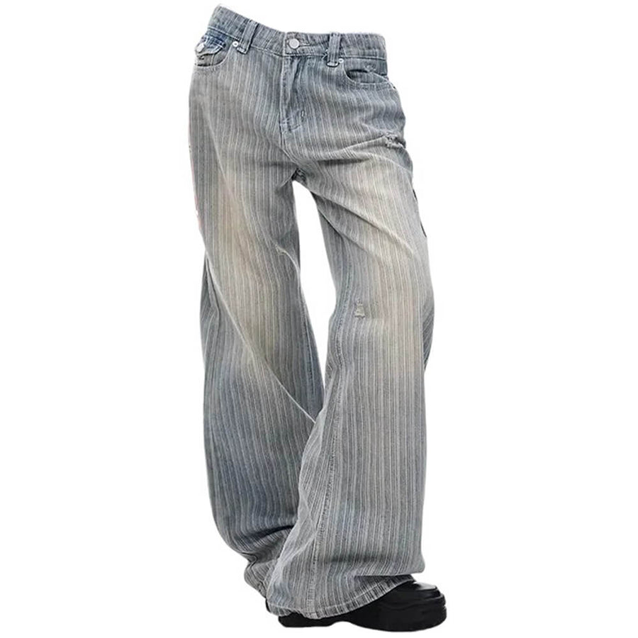 Boogzel Apparel Missed Calls Striped Wide-Leg Jeans