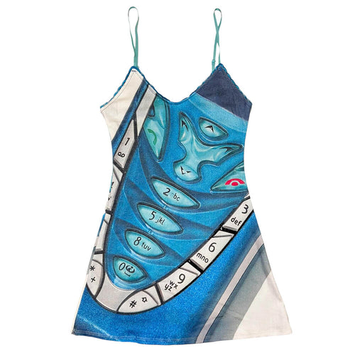 Boogzel Apparel Mobile Phone Print Y2K Mini Dress