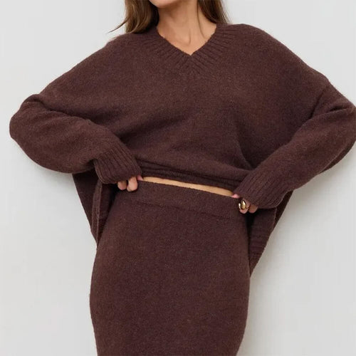 Boogzel Apparel Mocha Sweater & Skirt Co-Ord