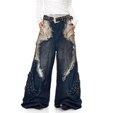 Boogzel Apparel Model Behavior Distressed Wide-Leg Jeans, view 6