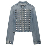 Boogzel Apparel Model Casting Frogging Denim Jacket & Shorts Set, view 6