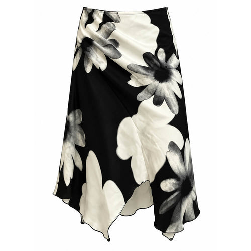 Boogzel Apparel Monochrome Daisy Asymmetric Midi Skirt