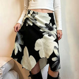 Boogzel Apparel Monochrome Daisy Asymmetric Midi Skirt, view 3