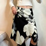 Boogzel Apparel Monochrome Daisy Asymmetric Midi Skirt, view 4