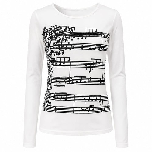 Boogzel Apparel Music Note Print Long Sleeve Top