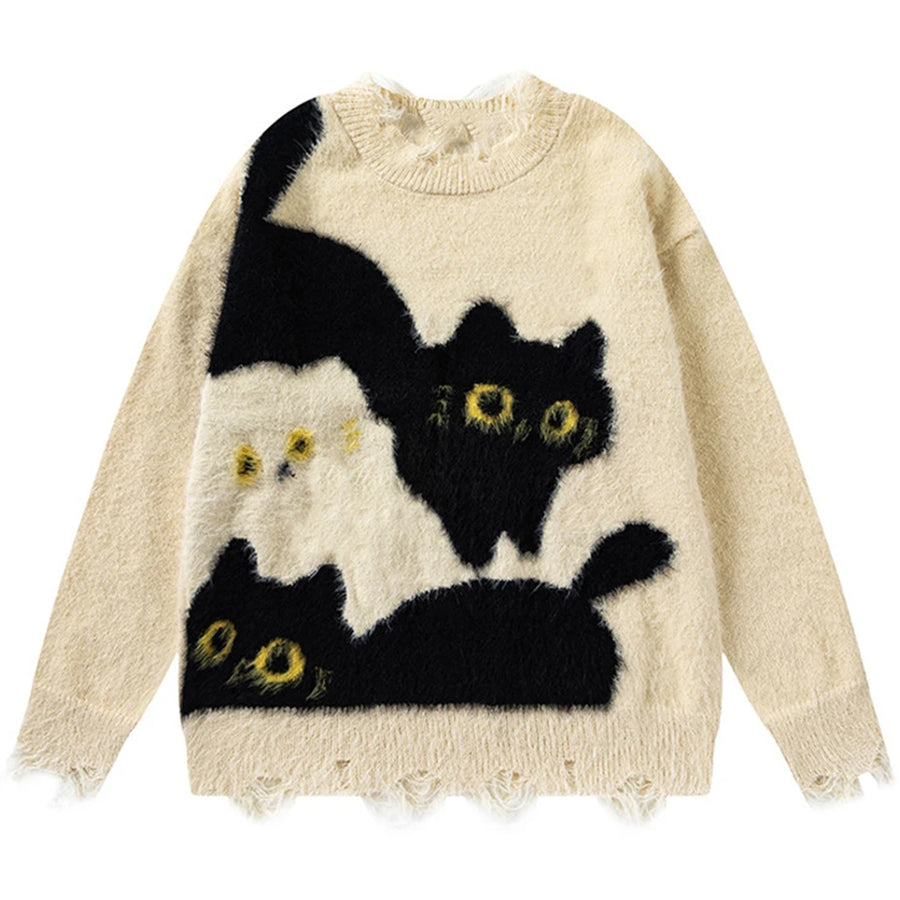 Boogzel Apparel Naughty Cat Fuzzy Sweater